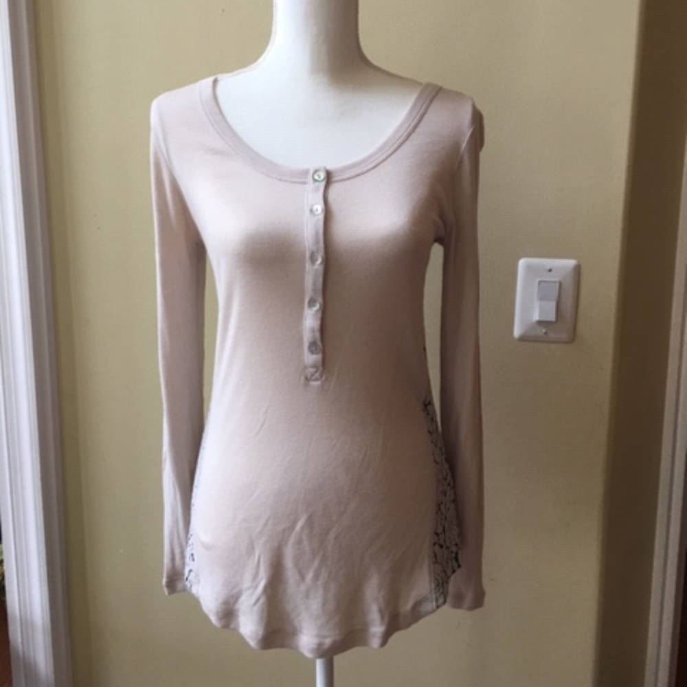 Andrea Jovine Mixed Media Long Sleeve Top